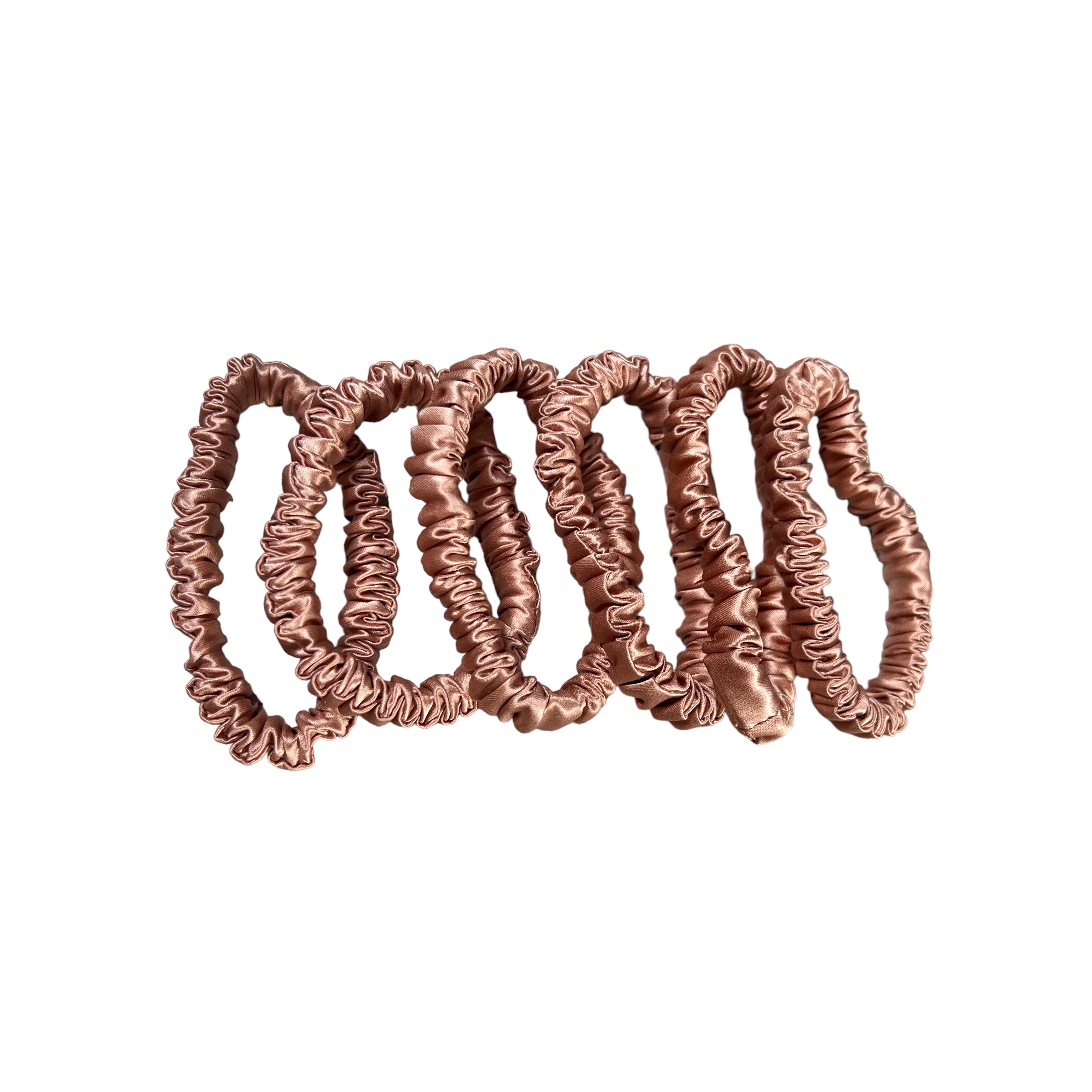 Skinny 100% Pure Silk Hair Ties - Rose Gold