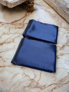 Zipper Premium Silk Pillowcase Pair - Navy