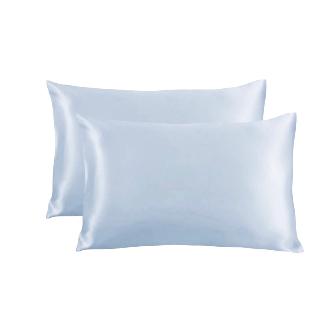 Zipper Premium Silk Pillowcase Pair - Sky Blue