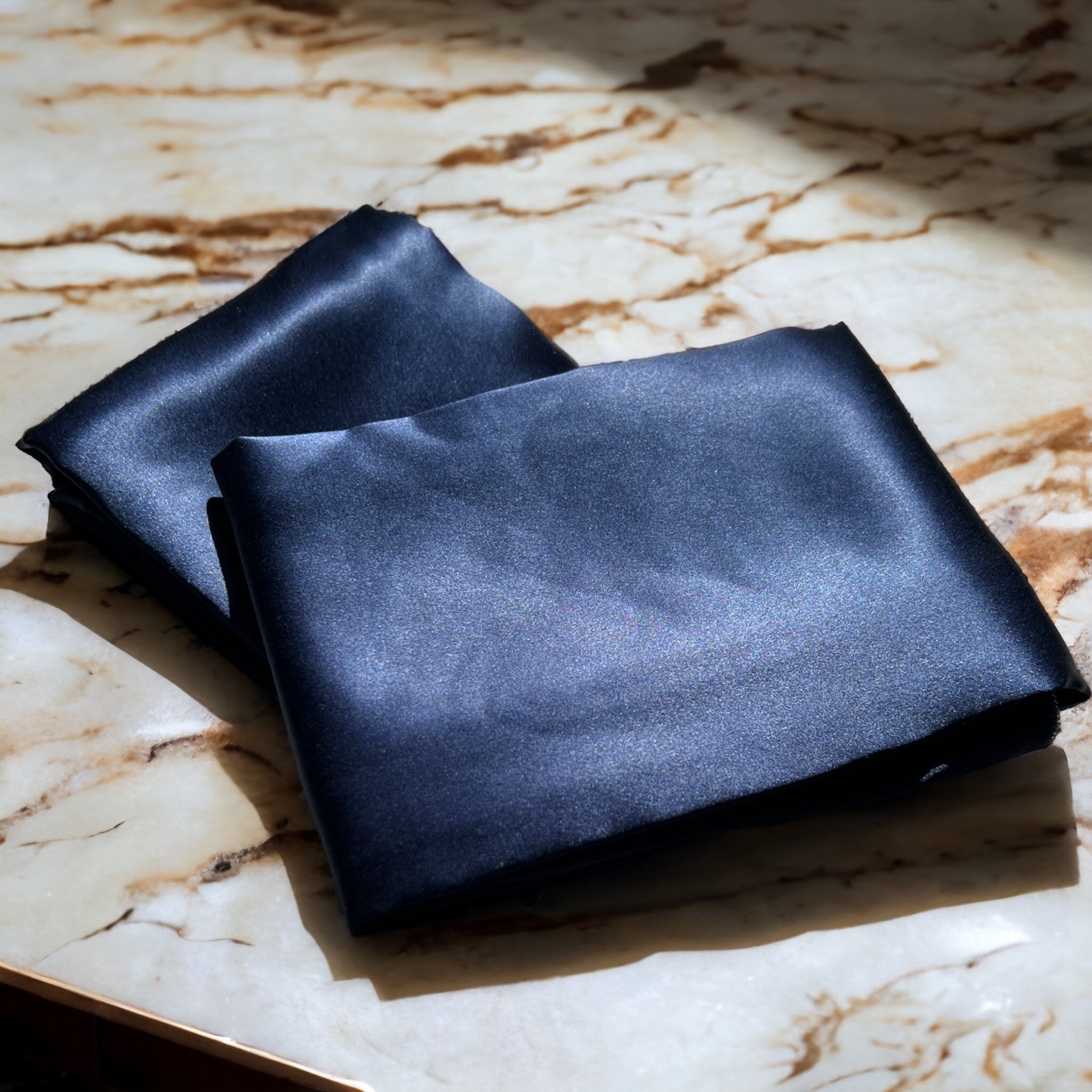 Zipper Premium Silk Pillowcase Pair - Navy