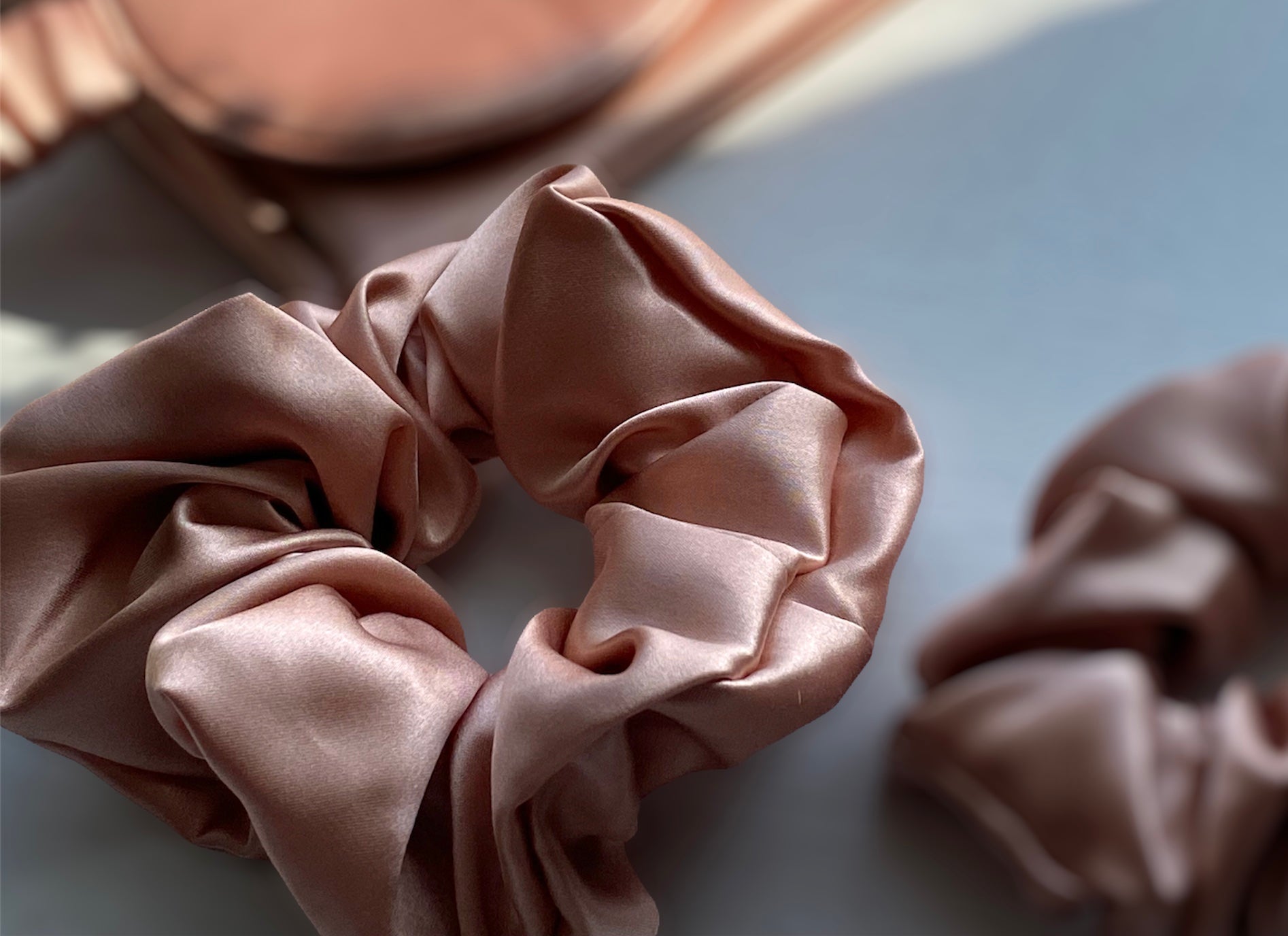 Large 100% Pure Silk Hair Ties - Rose Gold