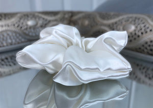 Large 100% Pure Silk Hair Ties - Ivory White