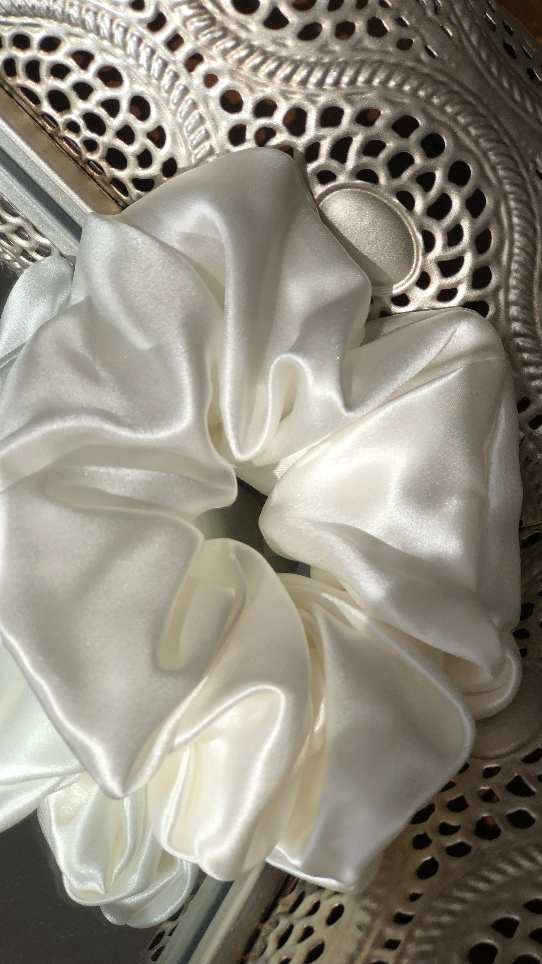 Large 100% Pure Silk Hair Ties - Ivory White