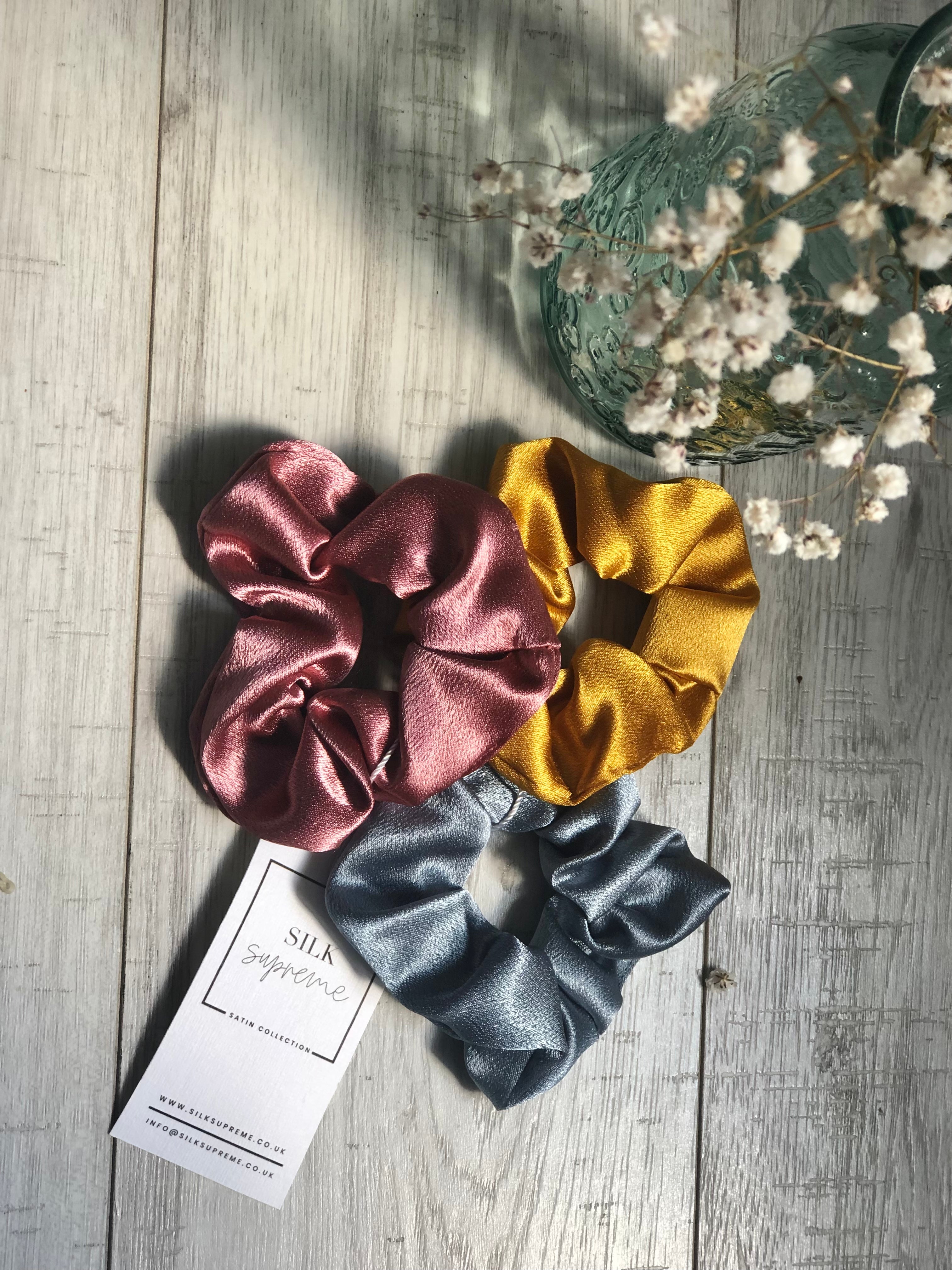 Bold Satin Scrunchie - Set of 3