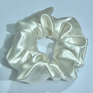 Medium 100% Pure Silk Hair Ties - Ivory White