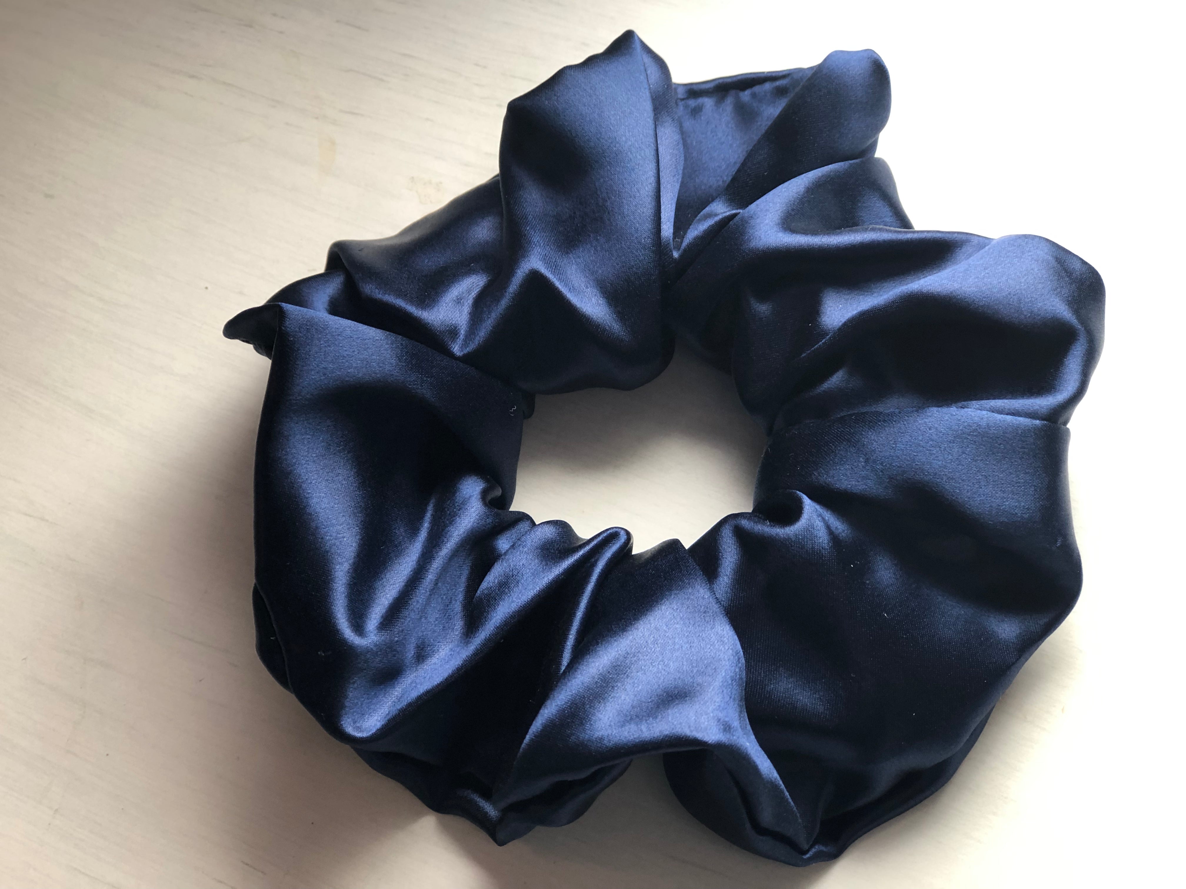 Large 100% Pure Silk Hair Ties - Navy