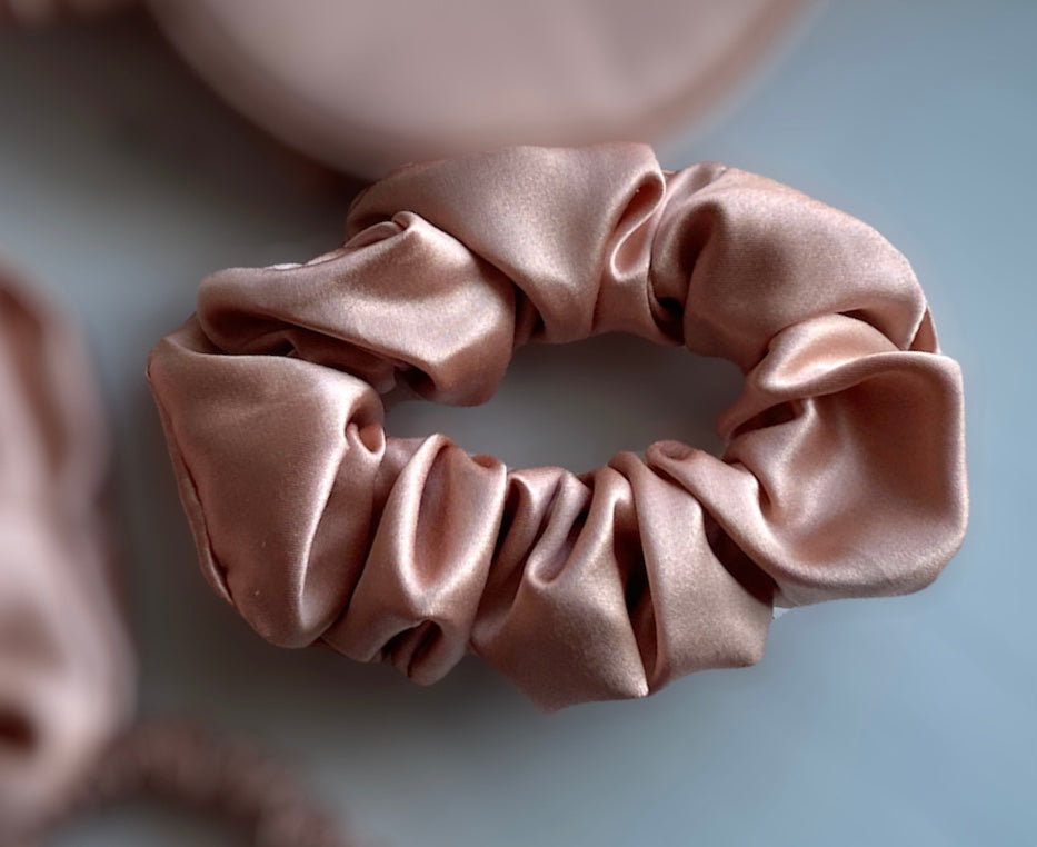 Medium 100% Pure Silk Hair Ties - Rose Gold