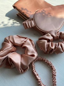 Rose Gold Pure Mulberry Silk Scrunchie - Set of 3