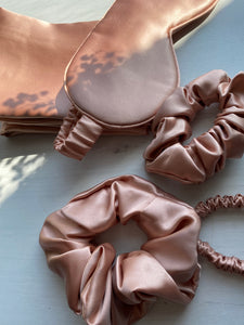 Rose Gold Pure Mulberry Silk Scrunchie - Set of 3