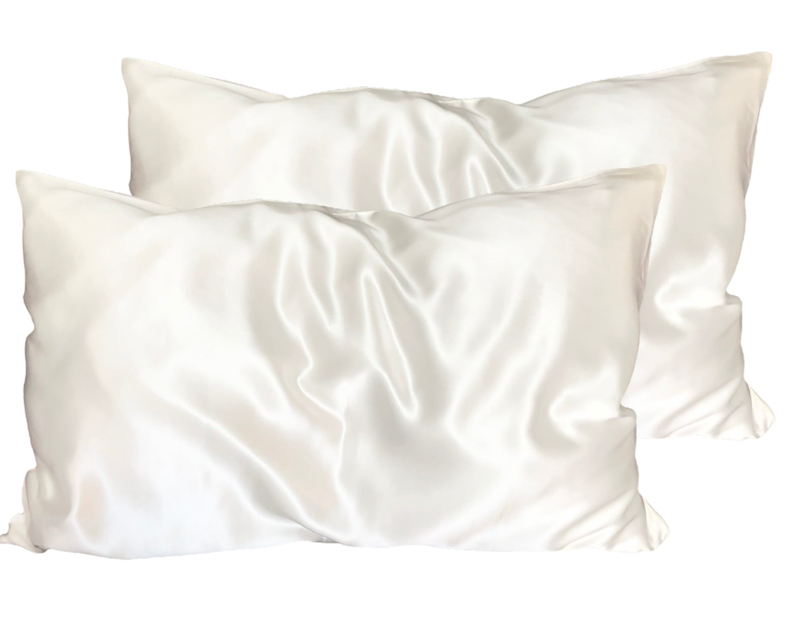 Zipper Premium Silk Pillowcase Pair - Ivory White