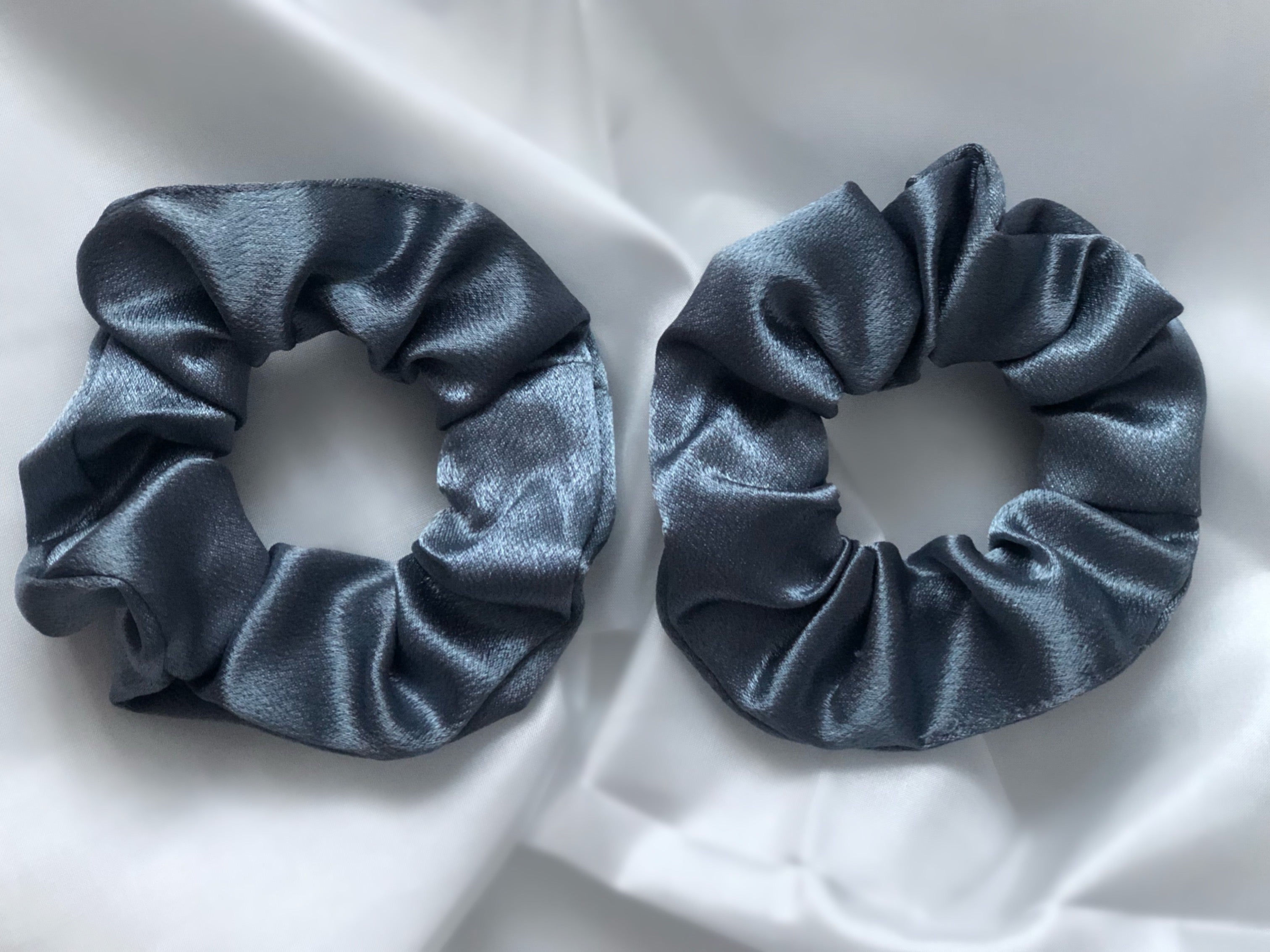 Blue Satin Scrunchie - Set of 2