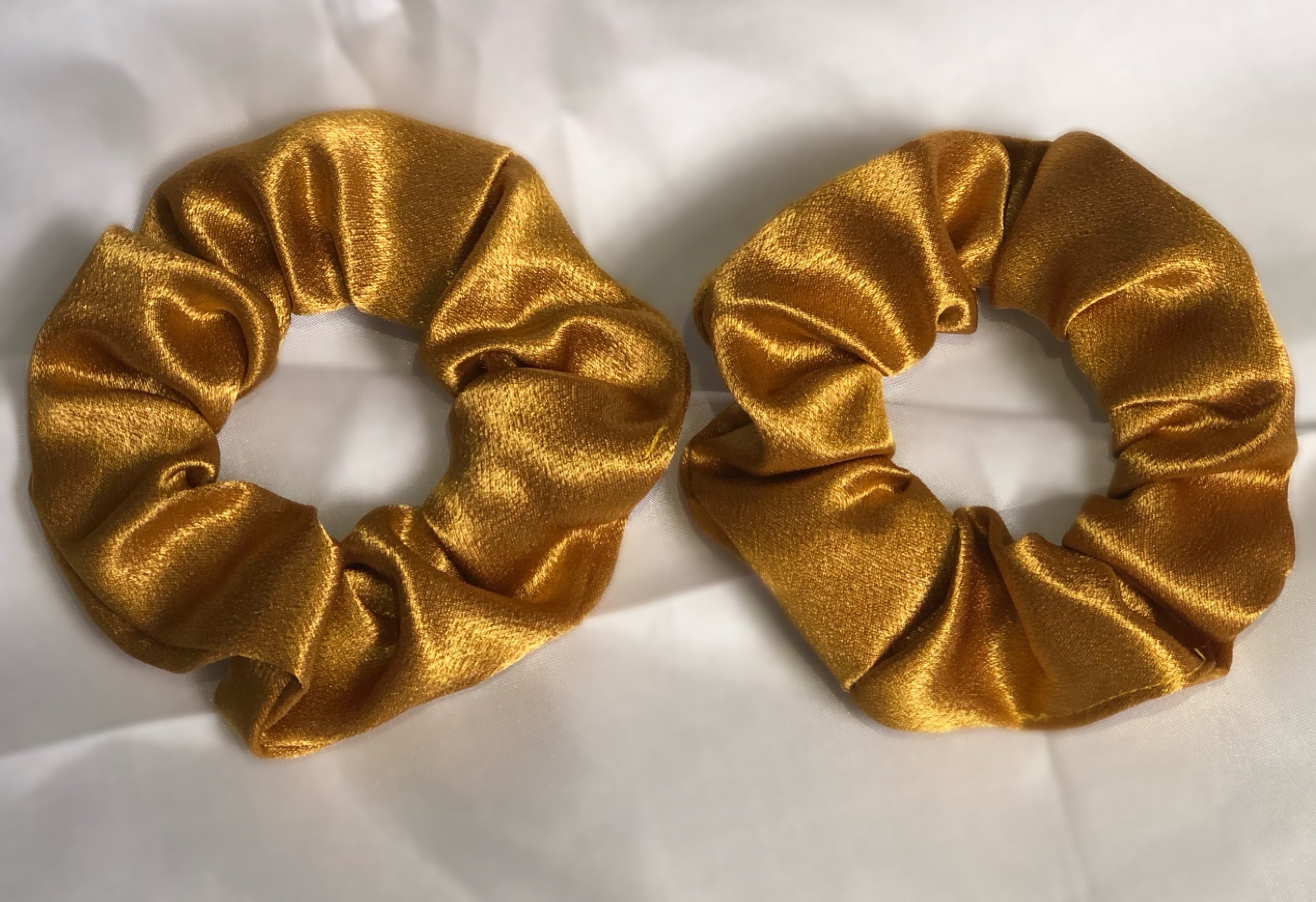 Mustard Satin Scrunchie - Set of 2