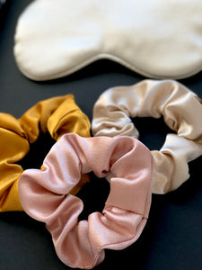 Nude Satin Scrunchie and Sleeping Mask Gift Set