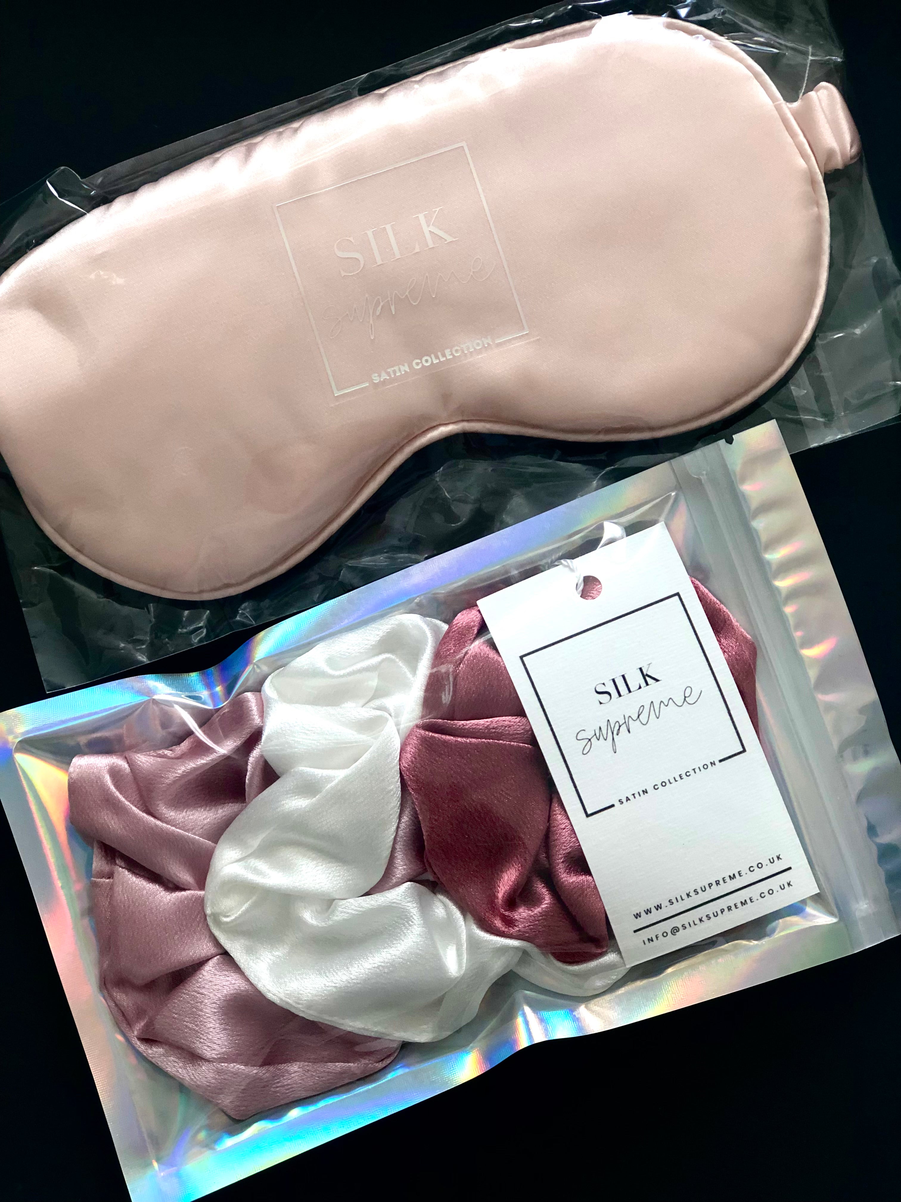 Pastel Satin Scrunchie and Sleeping Mask Gift Set