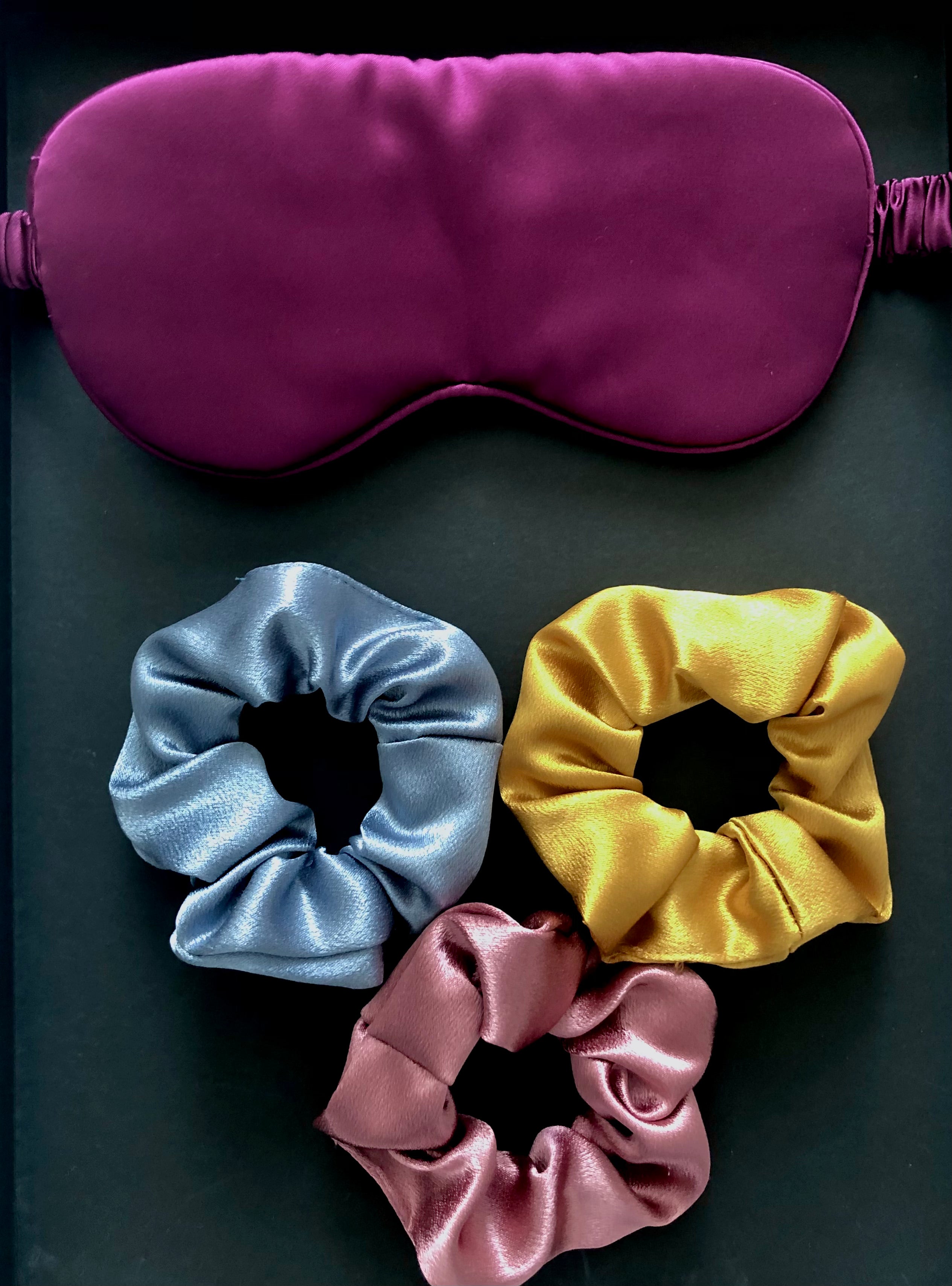 Bold Satin Scrunchie and Sleeping Mask Gift Set