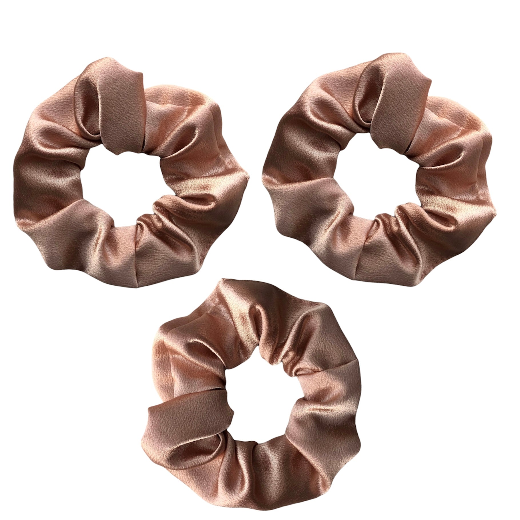 Nude Satin Scrunchie - Set of 3