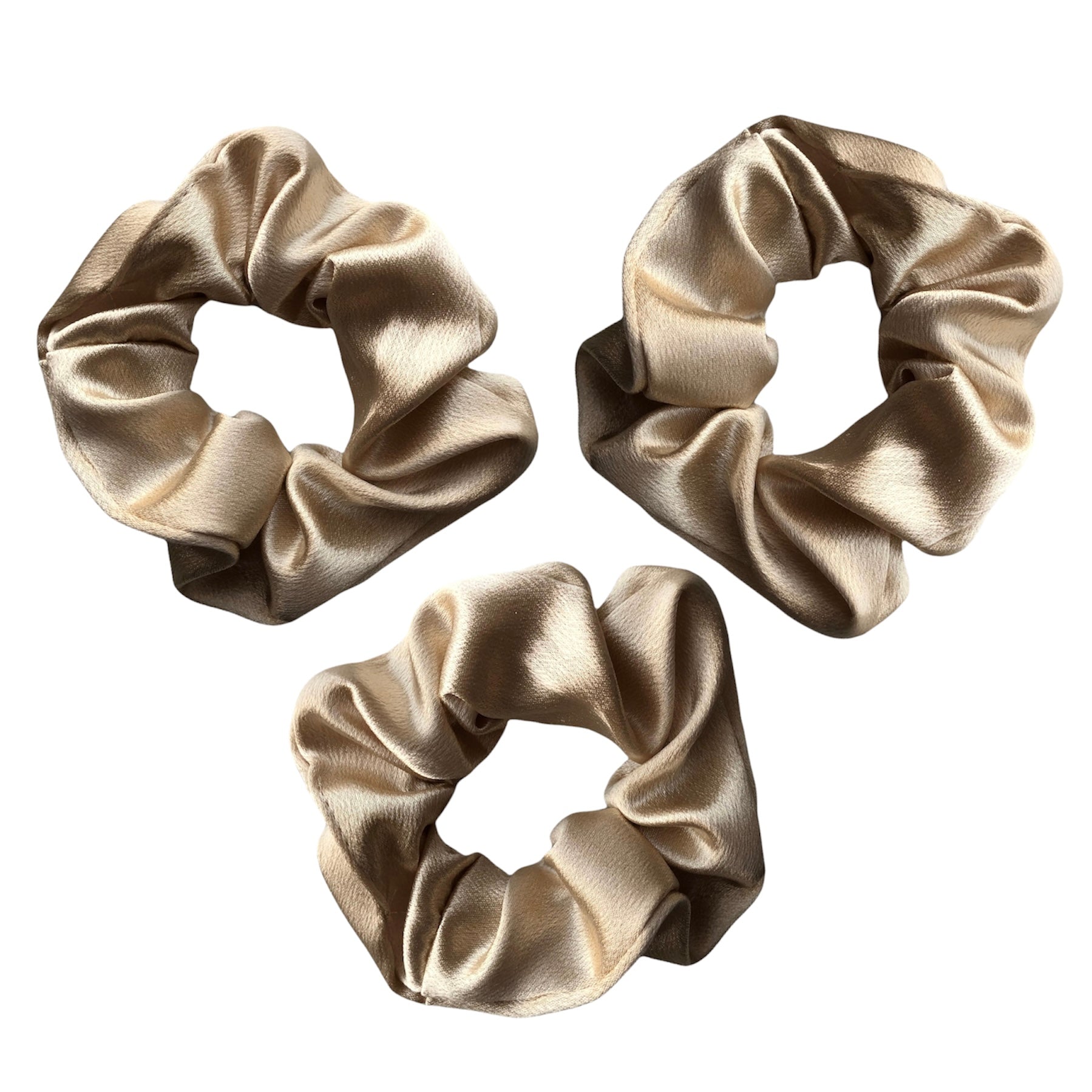 Nude Satin Scrunchie - Set of 3